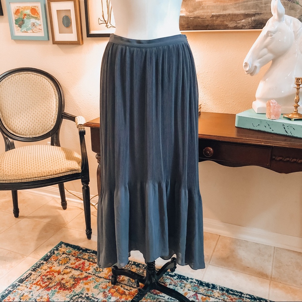JOIE gray pleated hi-low midi skirt